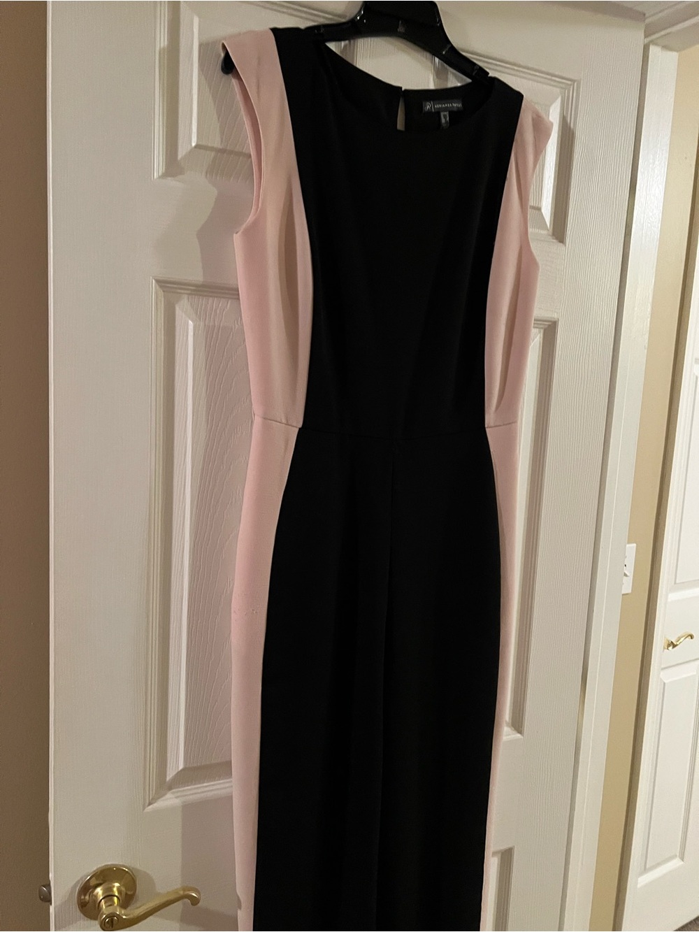 Adrianna Papell Black and Light Pink Colorblock Jumpsuit